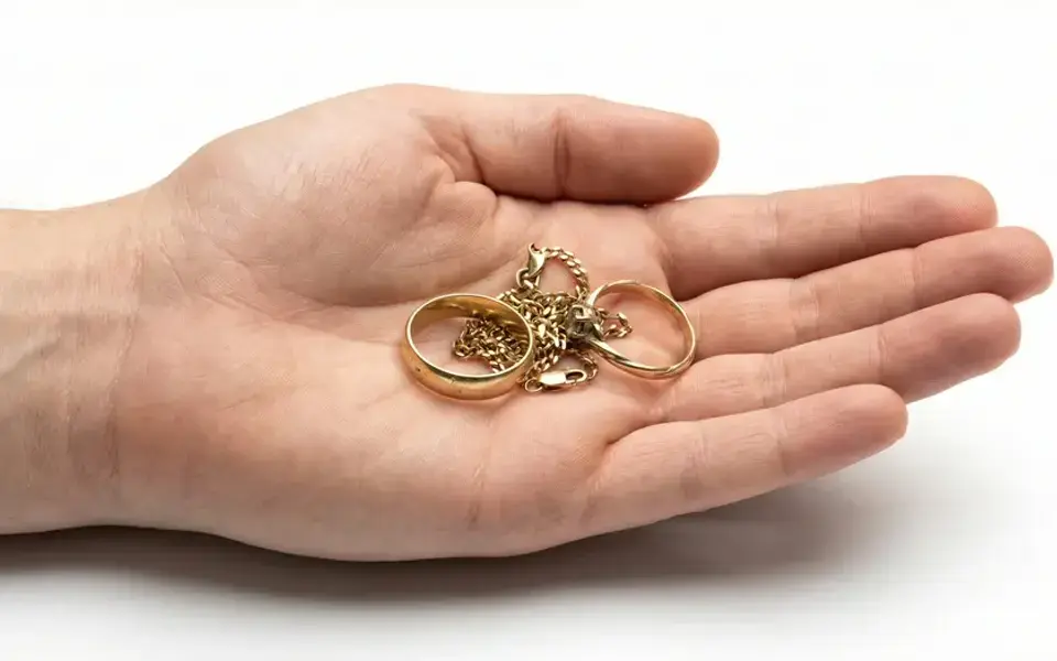 Hand med 10 gram guld