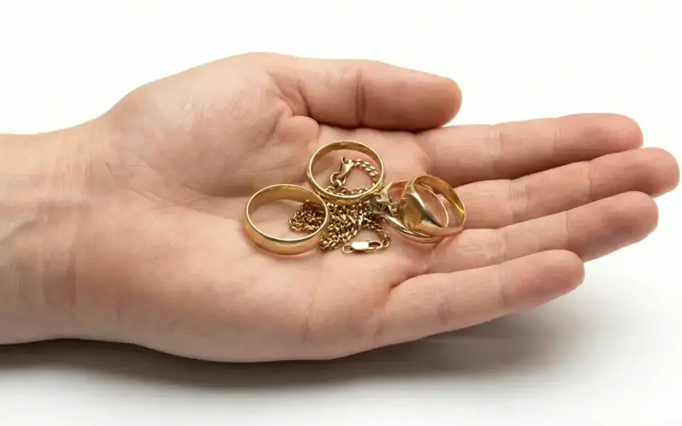 Hand med 30 gram guld